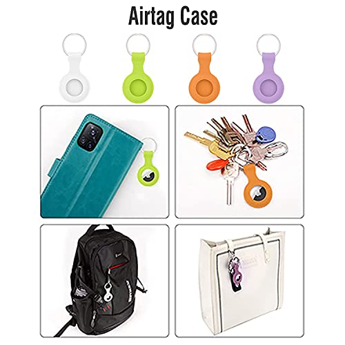 J&D Silicone Case Compatible for Airtag Case (4-Pack), Soft Liquid Silicone Protective Case with Keychain Compatible for Airtag Cover, Shockproof Fashion Durable Phone Finder Case, Easy to Carry