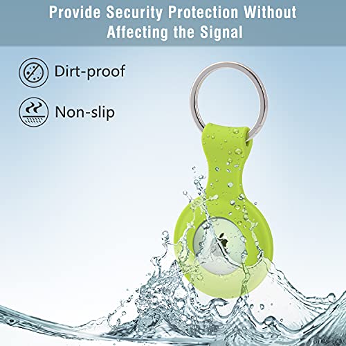 J&D Silicone Case Compatible for Airtag Case (4-Pack), Soft Liquid Silicone Protective Case with Keychain Compatible for Airtag Cover, Shockproof Fashion Durable Phone Finder Case, Easy to Carry
