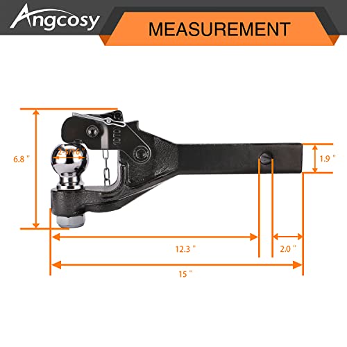 ANGCOSY 10-Ton Pintle Hook Trailer Hitches Receiver Hook Combination 2-5/16” Hitch Ball, 20000 lbs, 15-1/2” Length