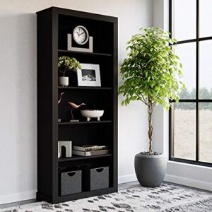 edenbrook sumac bookcase, 5-shelf organizer for bedroom furniture or home office furniture, black bookshelf