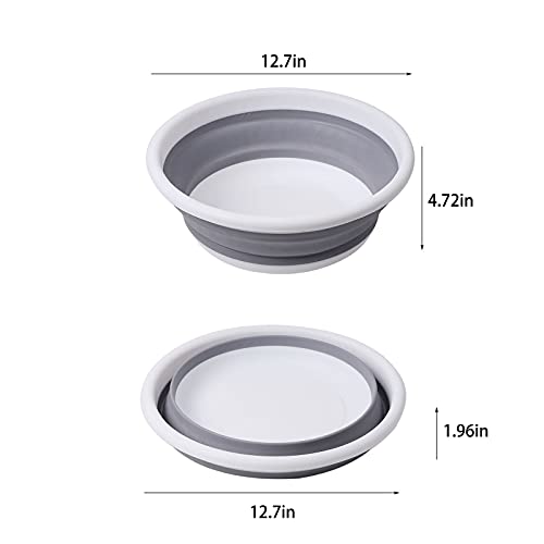 Collapsible Portable Wash Basin Dishpan 5L Kitchen Dish Pans Washing Basin Foldable Wash Dish Tub for Camping Supplies, Marine, Camper Accessories for Travel Trailers (Gray)