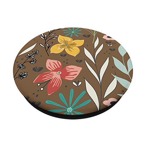 Coyote Light Brown Pastel Floral Flower Design PopSockets Swappable PopGrip