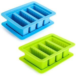suwimut 2 pack silicone butter mold tray with lid, large 4 cavities rectangle butter maker holds 6 tablespoons butter, non-stick butter container for brownies, homemade butter, herbed, garlic butter