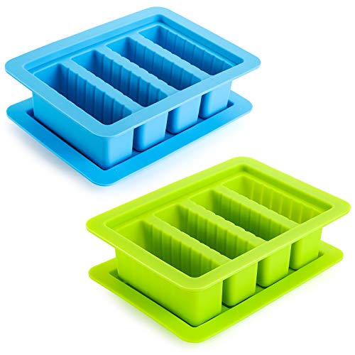 Suwimut 2 Pack Silicone Butter Mold Tray with Lid, Large 4 Cavities Rectangle Butter Maker Holds 6 Tablespoons Butter, Non-Stick Butter Container for Brownies, Homemade Butter, Herbed, Garlic Butter