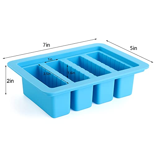 Suwimut 2 Pack Silicone Butter Mold Tray with Lid, Large 4 Cavities Rectangle Butter Maker Holds 6 Tablespoons Butter, Non-Stick Butter Container for Brownies, Homemade Butter, Herbed, Garlic Butter