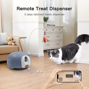 Pet Camera Robot, Cat Dog Treat Dispenser, Pumpkii Home Robot with App Remote Control, 2 Way Audio, 1080P HD Mobile Camera with Night Vision, Interactive Replaceable Cat Teaser