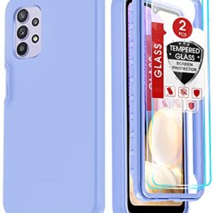 LeYi for Galaxy A32 5G Case, Samsung A32 5G Case, Samsung Galaxy A32 5G Case with [2 x Tempered Glass Screen Protector], Full-Body Shockproof Silicone Phone Case for Samsung A32 5G, Violet