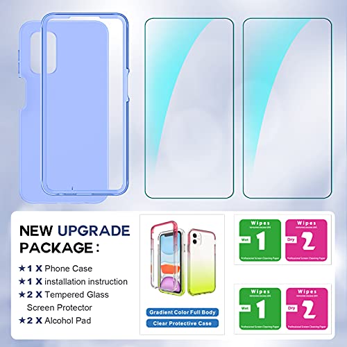 LeYi for Galaxy A32 5G Case, Samsung A32 5G Case, Samsung Galaxy A32 5G Case with [2 x Tempered Glass Screen Protector], Full-Body Shockproof Silicone Phone Case for Samsung A32 5G, Violet