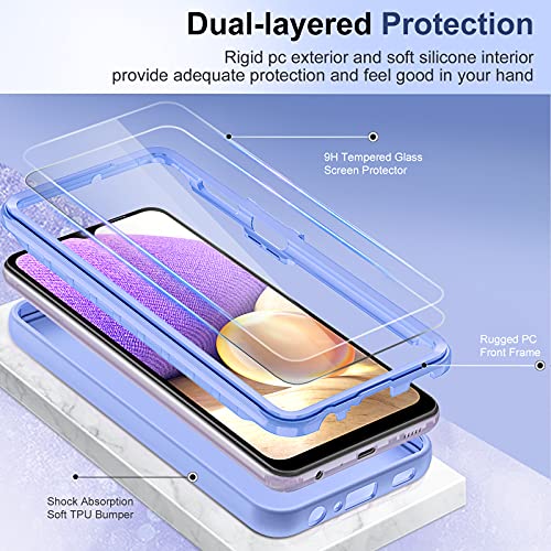 LeYi for Galaxy A32 5G Case, Samsung A32 5G Case, Samsung Galaxy A32 5G Case with [2 x Tempered Glass Screen Protector], Full-Body Shockproof Silicone Phone Case for Samsung A32 5G, Violet