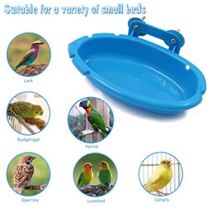 Bird Bath Tub 7 Packs, Wooden Bird Branches, Colorful Rattan Balls, Bird Shower Bathing Bowl for Cage, Parrot Bathtub Pool Bird Feeder Bowl Bird Cage Accessories