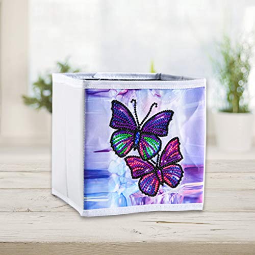 Alloyseed 5D Diamond Painting Folding Storage Cube Box, Foldable Storage Basket Bin Embroidery Cross Stitch Picture Arts Craft for Home Closet Cabinet Bedroom Toys Sundries Organizer 6.7X6.7X6.7