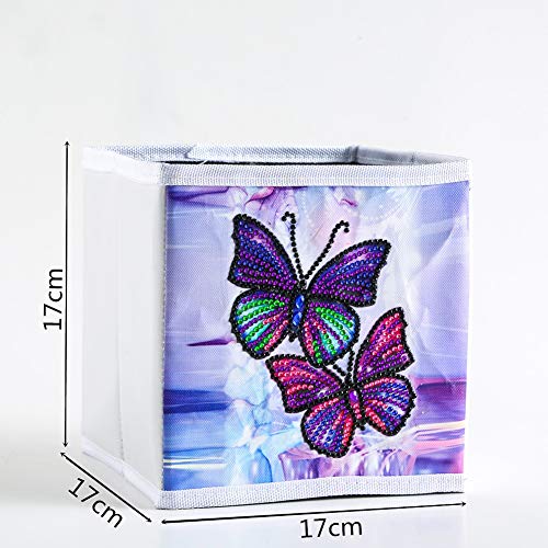 Alloyseed 5D Diamond Painting Folding Storage Cube Box, Foldable Storage Basket Bin Embroidery Cross Stitch Picture Arts Craft for Home Closet Cabinet Bedroom Toys Sundries Organizer 6.7X6.7X6.7