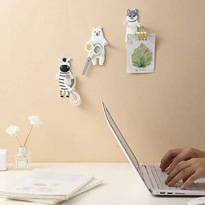 SUBIAOY Adhesive Wall Hooks-4PCS Cute Animal Decorative Wall Hooks Reusable Waterproof Self Adhesive Hooks Bear Cow Dog Zebra Sticker Refrigerator Gifts Can Washed Home Decoration Wall Hook