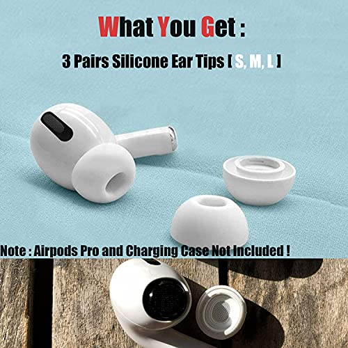 ToneGod AirPods Pro Replacement Ear Tips [3 Pairs] for AirPods Pro, Silicon Earbuds Tips with Noise Reduction Hole, Fit in The Charging Case (Sizes S/M/L, White)