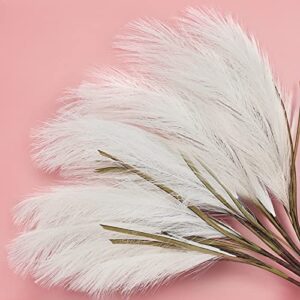 artflower artificial pampas grass, 6pcs 39.3" faux pampas branches tall reed grass decor fake reed phragmites plants boho home decor bunches for home wedding party decor(white)
