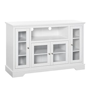 homcom sideboard buffet cabinet with storage, kitchen cabinet coffee bar cabinet with glass doors for living room, kitchen, white