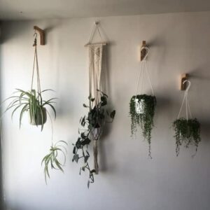 Jantens 2 Pack Hanging Plant Hook, Plant Hangers Indoor, Wooden Hanging Basket Hooks for Indoor Flower Baskets Pot Wind Chime Lanterns Planter