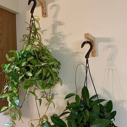 Jantens 2 Pack Hanging Plant Hook, Plant Hangers Indoor, Wooden Hanging Basket Hooks for Indoor Flower Baskets Pot Wind Chime Lanterns Planter