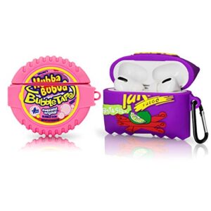 2pack cute cover for airpods pro case, food 3d cartoon fashion kawaii fun food design silicone air pod pro cover for girls women boys for airpods pro (bubble gum + ta kis potato chips)