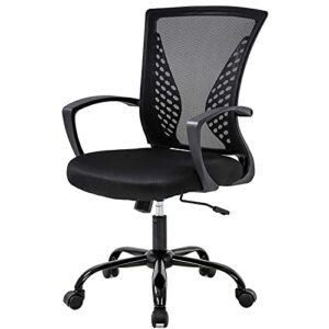 tynb home office chair ergonomic desk chair mesh computer chair black conference room chairs with lumbar supportcute desk chair for home meeting room office room, mc-gf411-black, 19.3x17.7x41.1 in