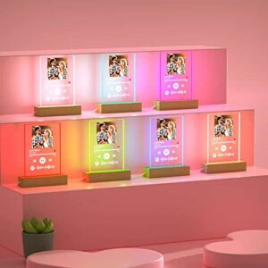 VEELU Personalized Acrylic Song with Photo - Customized spotify Music Plaque - Custom Transparent Picture Album Cover Scannable Spotif Code Night Light - Customized Gifts for Lovers