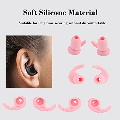 Artibox 5 Pairs Replacement Ear Fins Wings Sports Ear Hooks Anti-Slip Earbuds Stabilizers Replacement Eartips Adapters for Wired/Wireless in Ear Earphones 3.8mm to 5mm with Storage Box (Pink)