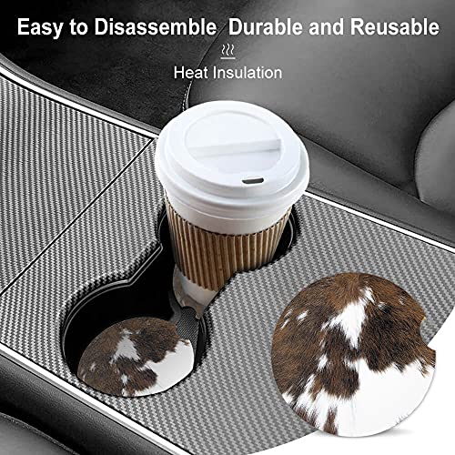 Christmas Cowhide Cup Holders Car Coasters Set for Women Girl,Cute Design Keep Cup Holders Clean and Dry,Drink Cup Car Holder Coasters with A Finger Notch 2.56" Pack of 2