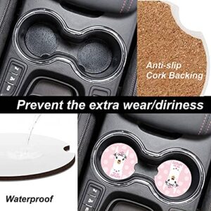 Christmas Cowhide Cup Holders Car Coasters Set for Women Girl,Cute Design Keep Cup Holders Clean and Dry,Drink Cup Car Holder Coasters with A Finger Notch 2.56" Pack of 2