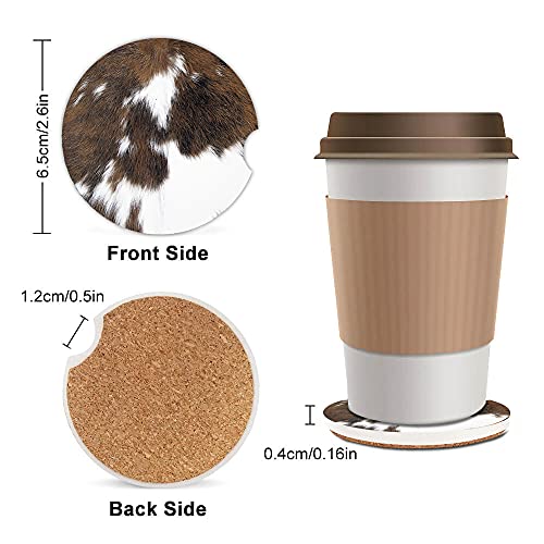 Christmas Cowhide Cup Holders Car Coasters Set for Women Girl,Cute Design Keep Cup Holders Clean and Dry,Drink Cup Car Holder Coasters with A Finger Notch 2.56" Pack of 2