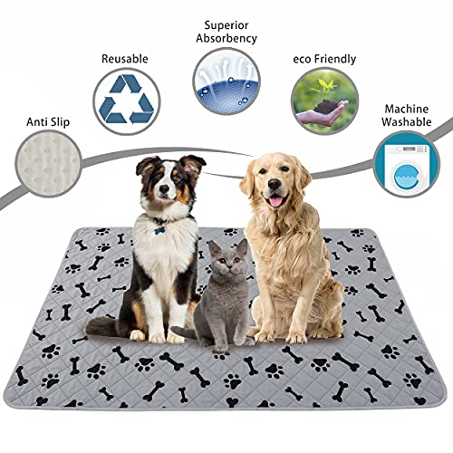 nanbowang Dog Crate Pee Pads - Wahable Dog Rugs Non-Slip Puppy Pads for Small Dogs, Water Absorb Training Pads(1824 Gray)