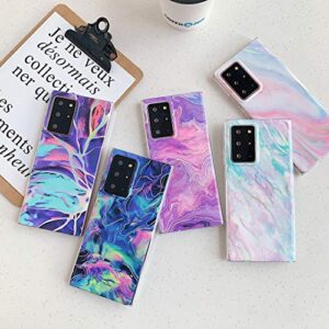 Sunswim for Galaxy S21 Plus Case Protective Cover Marble Phone Case for Women Girls Sparkle Slim Fit Shockproof Soft Silicone Rubber TPU Bumper Case for Samsung Galaxy S21 Plus 5G Case 6.7" 2021-Blue