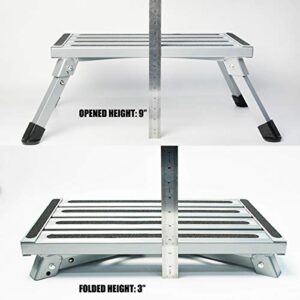 GOGOOD Aluminum Folding Platform Steps RV Step Stool with Anti-Slip Surface & Rubber Feet for Motorhome, Trailer, SUV, Also for Kitchen & Office, 440LB Capacity