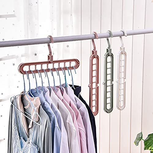 BINBE 6 Pcs Magic Space Saving Clothes Hangers with 9 Holes, Closet Organizers and Storage, Multifunctional Closet Organizer for Heavy Clothes Shirts Pants Dresses Coats (6)