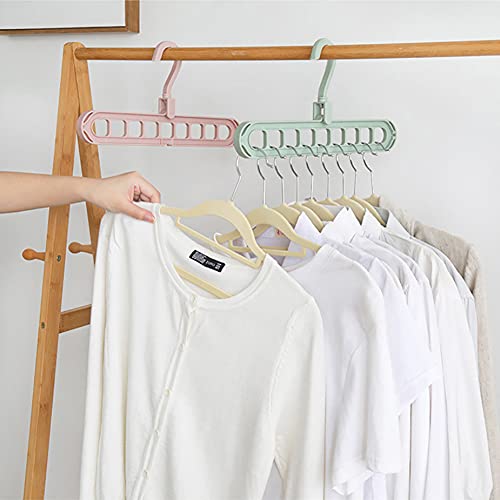 BINBE 6 Pcs Magic Space Saving Clothes Hangers with 9 Holes, Closet Organizers and Storage, Multifunctional Closet Organizer for Heavy Clothes Shirts Pants Dresses Coats (6)