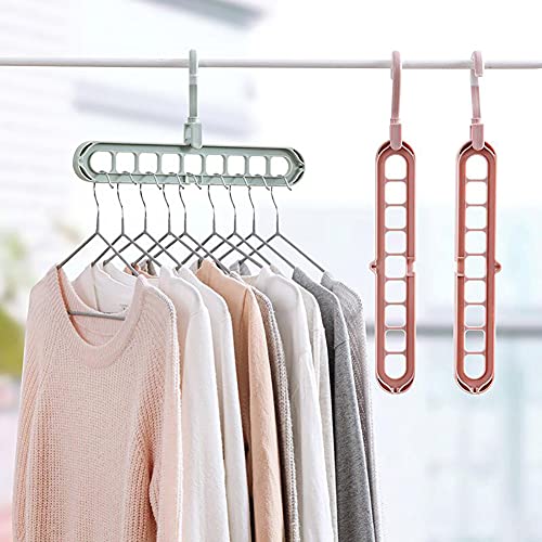 BINBE 6 Pcs Magic Space Saving Clothes Hangers with 9 Holes, Closet Organizers and Storage, Multifunctional Closet Organizer for Heavy Clothes Shirts Pants Dresses Coats (6)