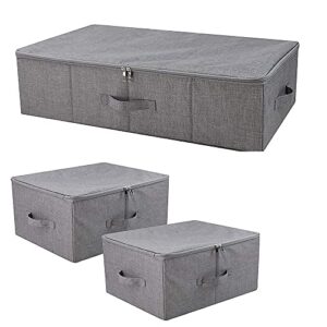 iwill create pro dark gray underbed storage bin, 2pcs storage boxes, zip lidded, washable & folding design