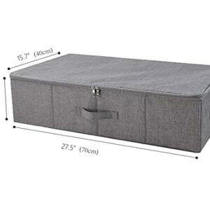 iwill CREATE PRO Dark Gray Underbed Storage Bin, 2pcs Storage Boxes, Zip Lidded, Washable & Folding Design