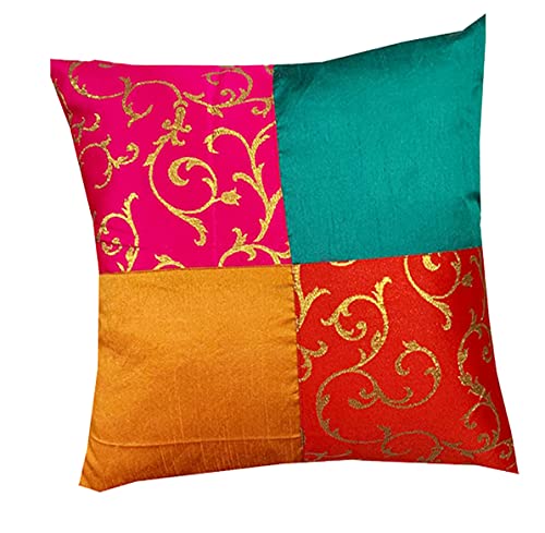 Pinkparrot dopian Silk Multi Colour Cushion 16x16 inch Set of 5 pc-c11a