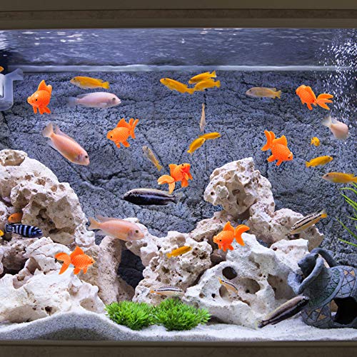 Sumind Artificial Aquarium Fishes Plastic Fish Realistic Artificial Moving Floating Orange Goldfish Fake Fish Ornament Decorations for Aquarium Fish Tank (30 Pieces)