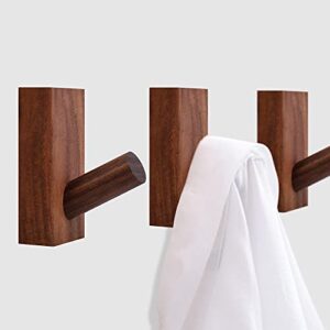 taoify wood wall hooks-(3 black walnut hooks) handmade natural wooden hooks, wall-mounted hooks, can hang clothes, hats, hangers, towels, heavy objects