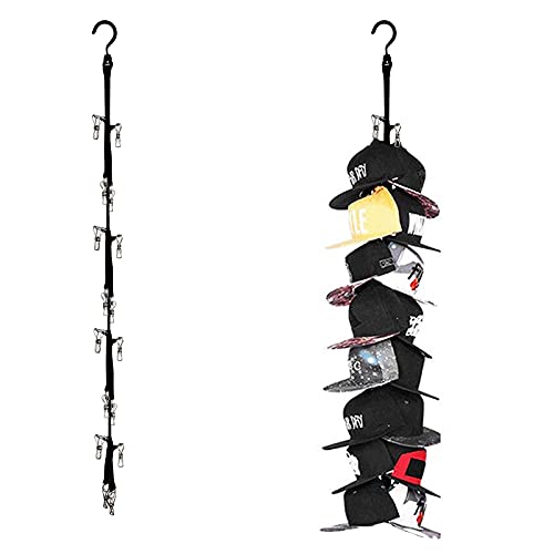 Peohud 2 Pack Closet Hanging Hat Organizer Rack, 16 Hooks Hat Storage Hangers for Baseball Caps, Ball Hats, Golf Caps, Beanies Hats, Sports Caps, Closet Hook Cap Holder