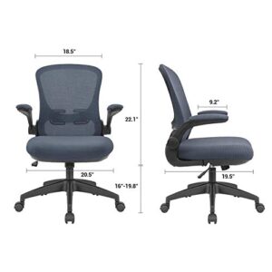 Devoko Office Desk Chair Ergonomic Mesh Chair Lumbar Support with Flip Up Arms and Adjustable Height (Grey)