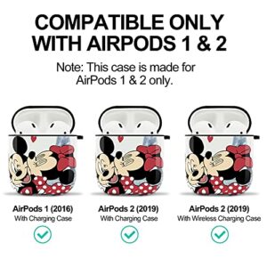 Airpods Case Designed for Apple AirPods 2 & 1,Full Protective Case Cover with Keychain and Lanyard,Shockproof Anti Case for Airpods Charging Case (Mickey and Minnie)