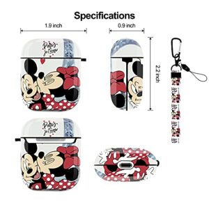 Airpods Case Designed for Apple AirPods 2 & 1,Full Protective Case Cover with Keychain and Lanyard,Shockproof Anti Case for Airpods Charging Case (Mickey and Minnie)