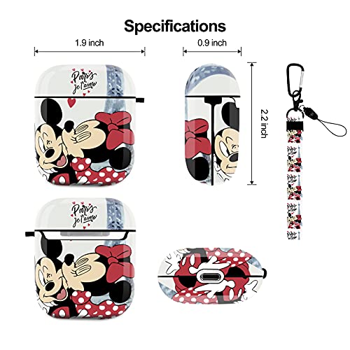 Airpods Case Designed for Apple AirPods 2 & 1,Full Protective Case Cover with Keychain and Lanyard,Shockproof Anti Case for Airpods Charging Case (Mickey and Minnie)