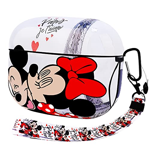 Airpods Pro Case Designed for Apple AirPods Pro,Full Protective Case Cover with Keychain and Lanyard,Shockproof Anti Case for Airpods Pro Charging Case (Mickey and Minnie)