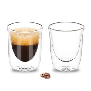 paracity espresso cups set of 2, 2 oz espresso shot glass, espresso mugs, doubled clear insulated borosilicate glassware, tazas de cafe expreso, small coffee cups for espresso machine accessories