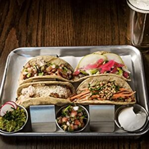 Iconikal Stainless Steel 2 or 3 Tacos Holder Stand Serving Tray Plate, 4-Pack