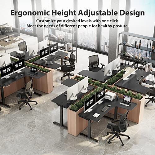 DESIGNA 61 Inches L Shaped Standing Desk, Electric Height Adjustable Dual Motor Sit Stand Up Home Office Corner Computer Gaming Table Large Modern Workstation with 4 Memory Presets, Black, Right Side