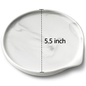 Large Spoon Rest,Ceramic Spoon Rest for Kitchen Counter Dishwasher Safe Marble Decor Spoon Holder for Kitchen,5.5 Inches